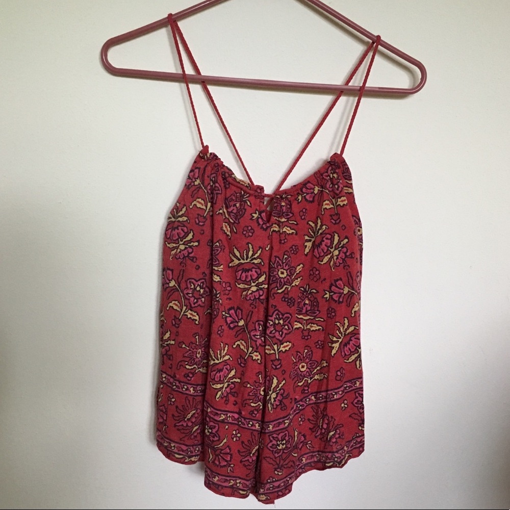 Red patterned tank top